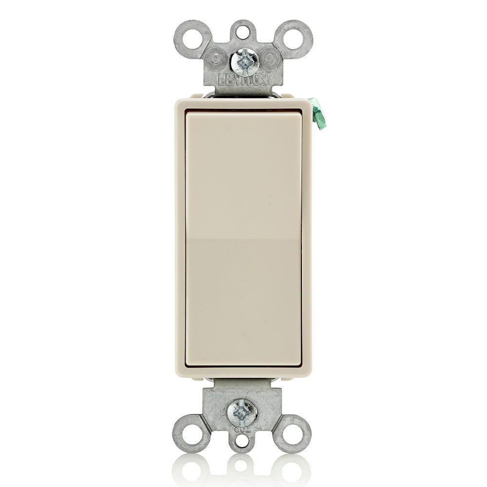 Leviton 5604-2T | 15 Amp, 120/277 Volt, Decora Rocker 4-Way AC Quiet Switch, Residential Grade, Grounding, Back Wired & Side Wired - Light Almond