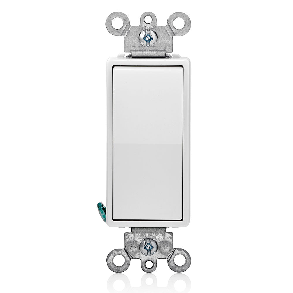 Leviton 5604-2W | 15 Amp, 120/277 Volt, Decora Rocker 4-Way AC Quiet Switch, Residential Grade, Grounding, Back Wired & Side Wired - White
