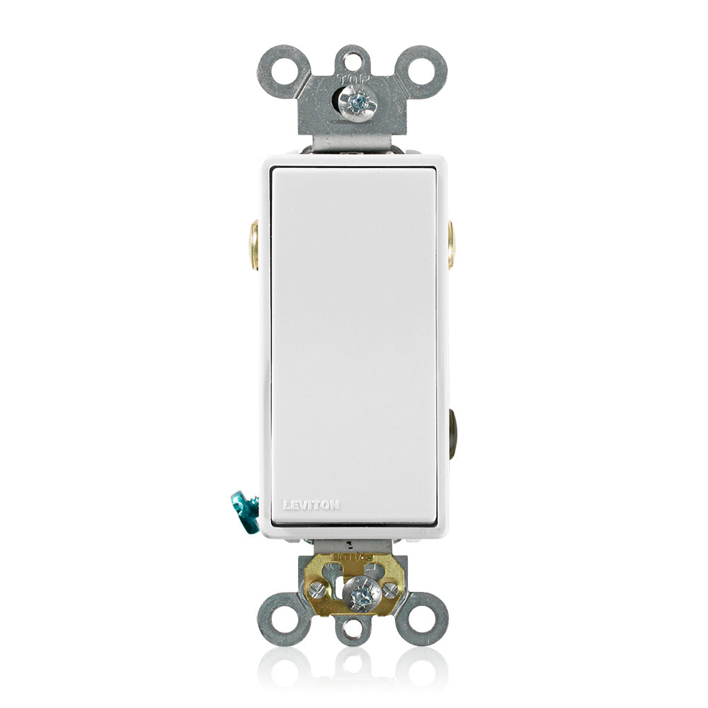 Leviton 5623-2W | 20 Amp, 120/277 Volt, Decora Plus Rocker 3-Way AC Quiet Switch, Commercial Spec Grade, Self Grounding, Back & Side Wired, - White