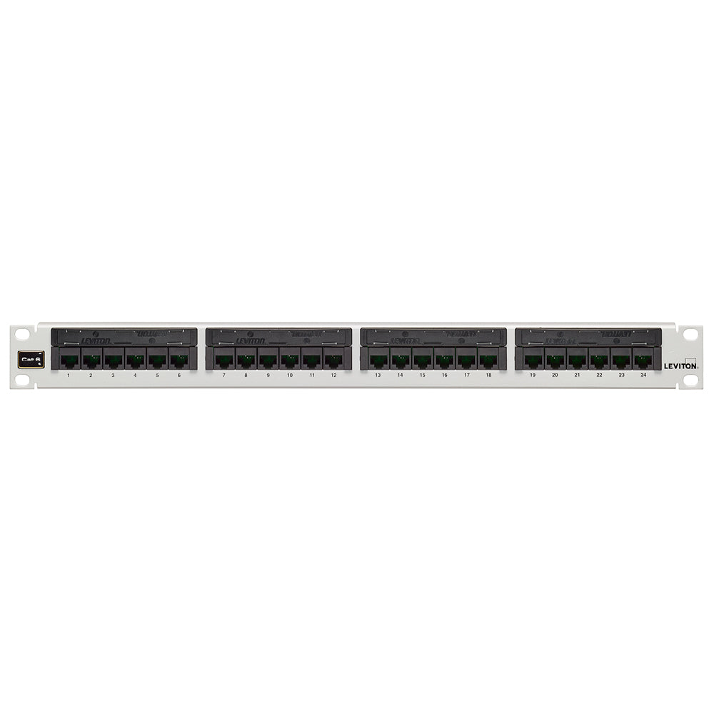Leviton 69586-W24 | 24-Port 1RU Flat Cat 6 110-Style Patch Panel, White