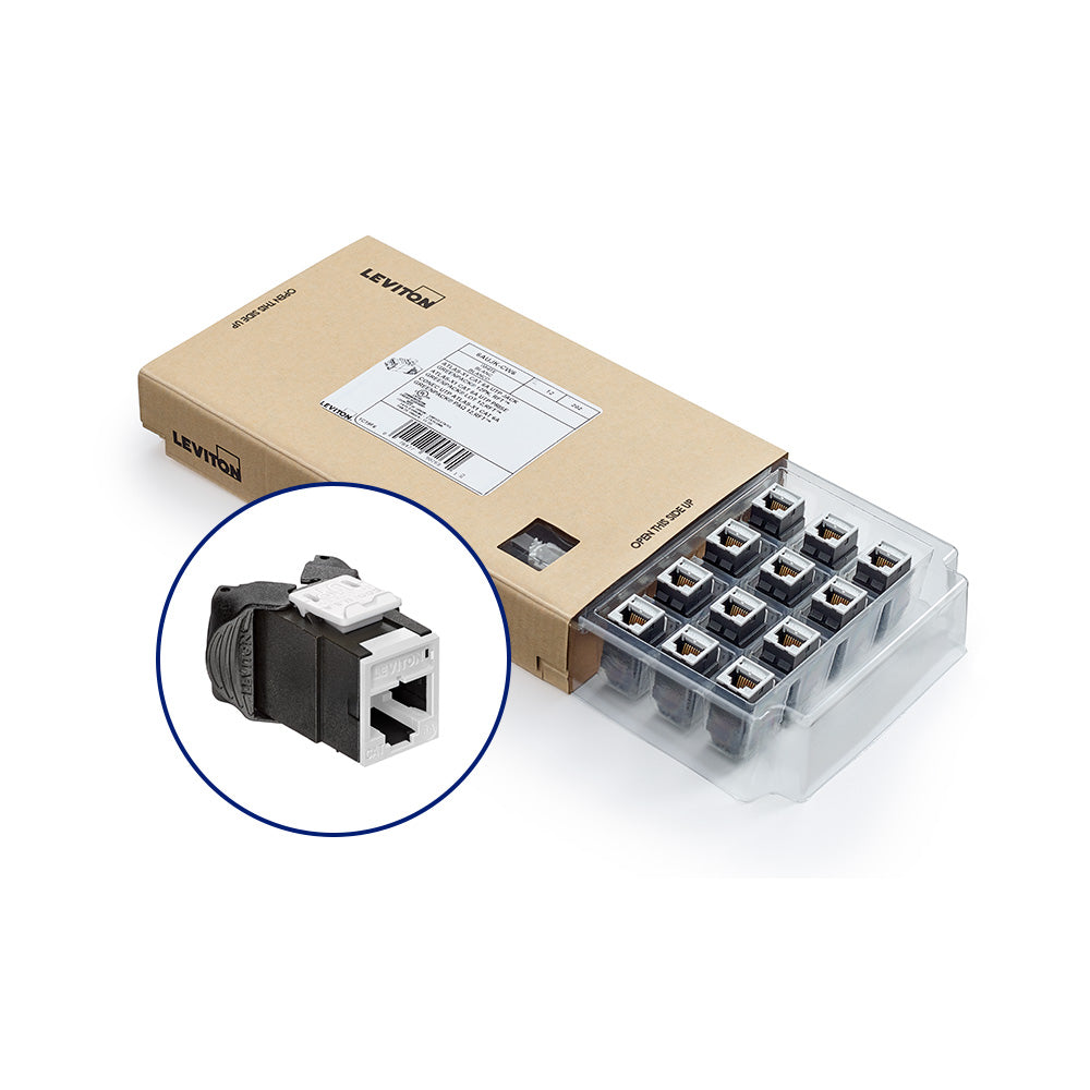 Leviton 6AUJK-CW6 | Atlas-X1 Cat 6A UTP QuickPort Jack, White, GreenPack 12-Pack
