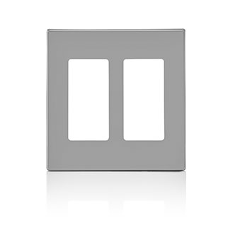 Leviton 80309-SGY | 2-Gang Decora Plus Screwless Wallplate