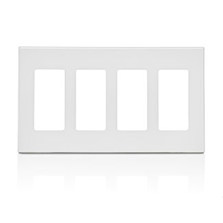 Leviton 80312-SW | 4-Gang Decora Plus Screwless Wallplate