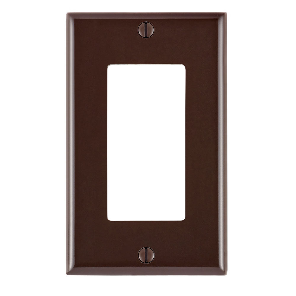 Leviton 80401 | 1-Gang Decora/GFCI Device Decora Wallplate/Faceplate, Standard Size, Thermoset, Device Mount - Brown