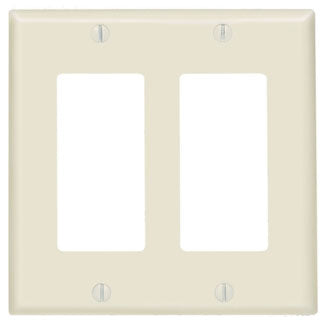Leviton 80409-T | 2-Gang, 2-Decora, standard size thermoset wallplate/faceplate, Light Almond