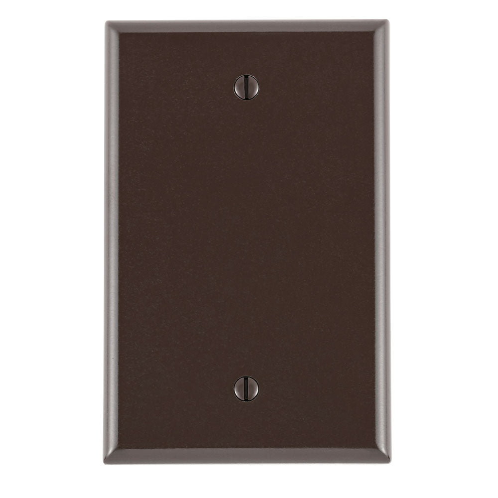 Leviton 80514 | 1-Gang No Device Blank Wallplate, Midway Size, Thermoset, Box Mount - Brown