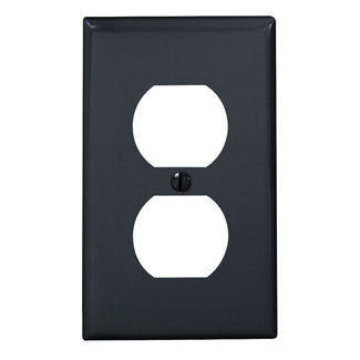 Leviton 80703-E | 1-Gang Duplex Device Receptacle Wallplate, Standard Size, Thermoplastic Nylon, Device Mount, - Black