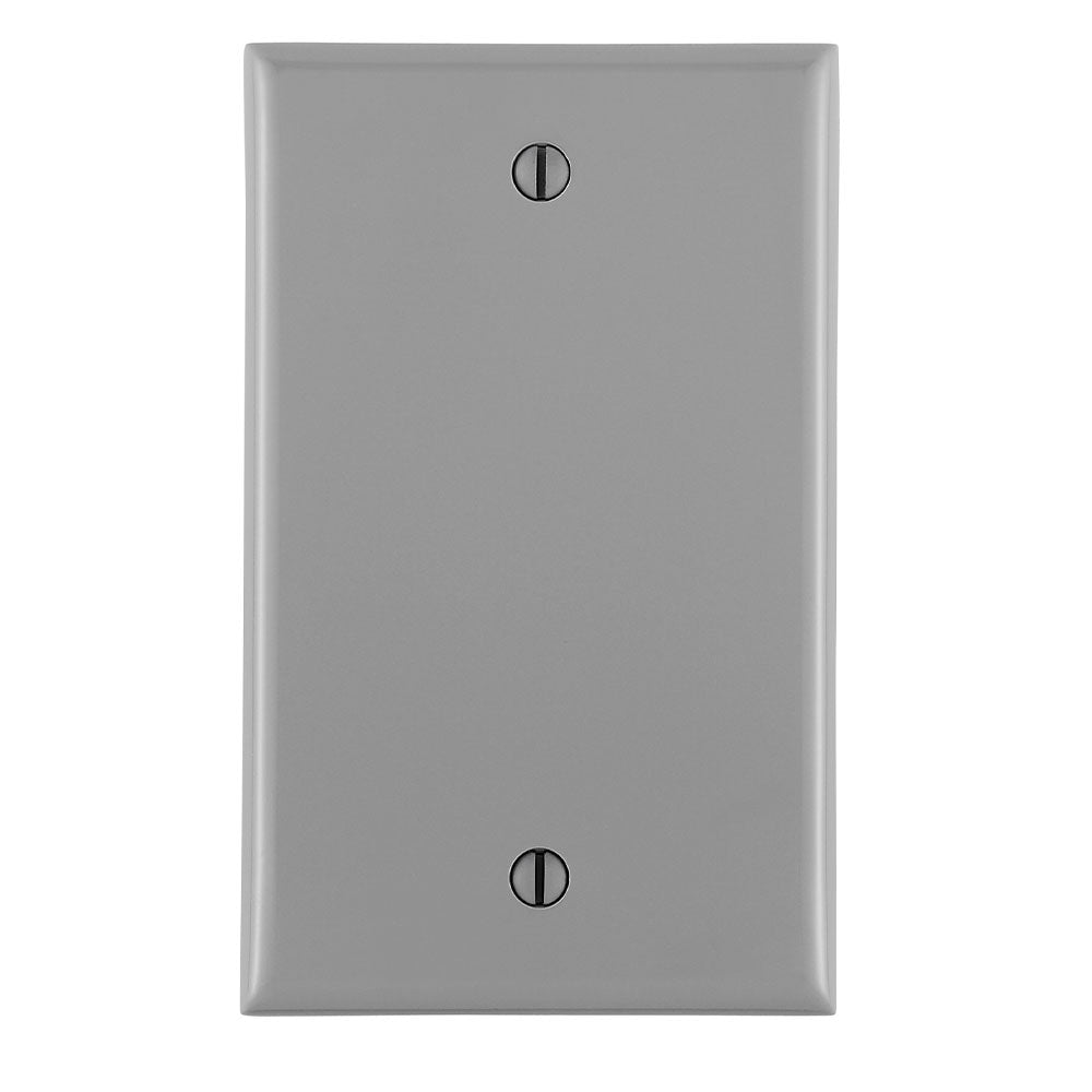 Leviton 80714-GY | 1-Gang No Device Blank Wallplate, Standard Size, Thermoplastic Nylon, Box Mount, - Gray