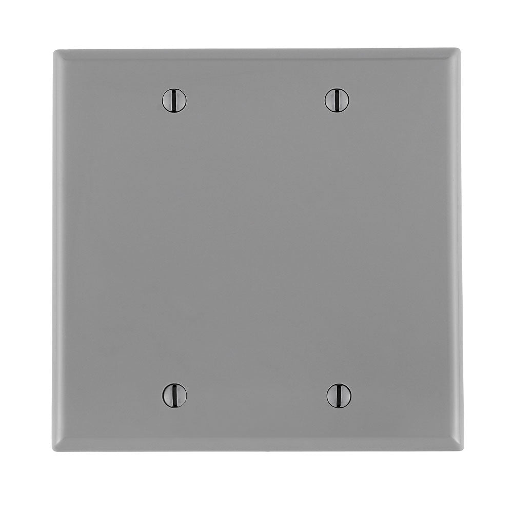 Leviton 80725-GY | 2-Gang No Device Blank Wallplate, Standard Size, Thermoplastic Nylon, Box Mount, - Gray