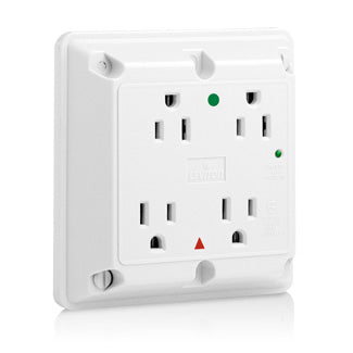 Leviton 8480-IGW | 4-in-1 Surge Protective Isolated Ground Quadruplex Receptacle Outlet, Heavy-Duty Hospital Grade, 3-Wire - White
