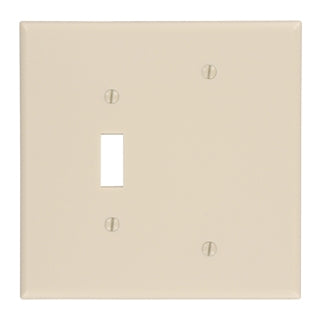 Leviton 86106 | 2-Gang 1-Toggle 1-Blank Device Combination Wallplate, Oversized, Thermoset, Box Mount - Ivory