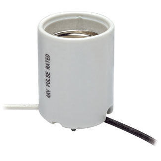 Leviton 8756 | Mogul Base, One-Piece, Keyless, HID, Glazed Porcelain Lampholder, HPS up to 400W, Single Circuit, Back Wired, 4KV-Pulse Rated - White