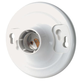 Leviton 8829-CW4 | Medium Base One-Piece White Urea Outlet Box Mount Incandescent Lampholder, Keyless, Single Circuit, Top Wired, - White