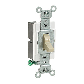 Leviton CS115-2I | 15 Amp, 120/277 Volt, Toggle Single-Pole AC Quiet Switch, Commercial Spec Grade, Grounding, Side Wired, - Ivory