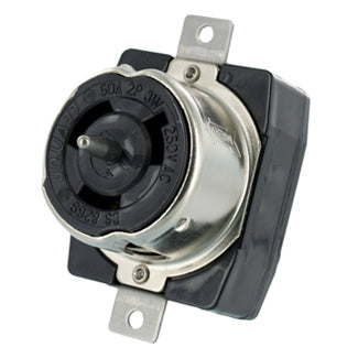Leviton CS8269 | 50Amp, 250V AC, Non-NEMA, 2P, 3W, Black & White Locking Flush Mount Receptacle, Industrial Grade, Grounding, California-Style(CS) – BLACK