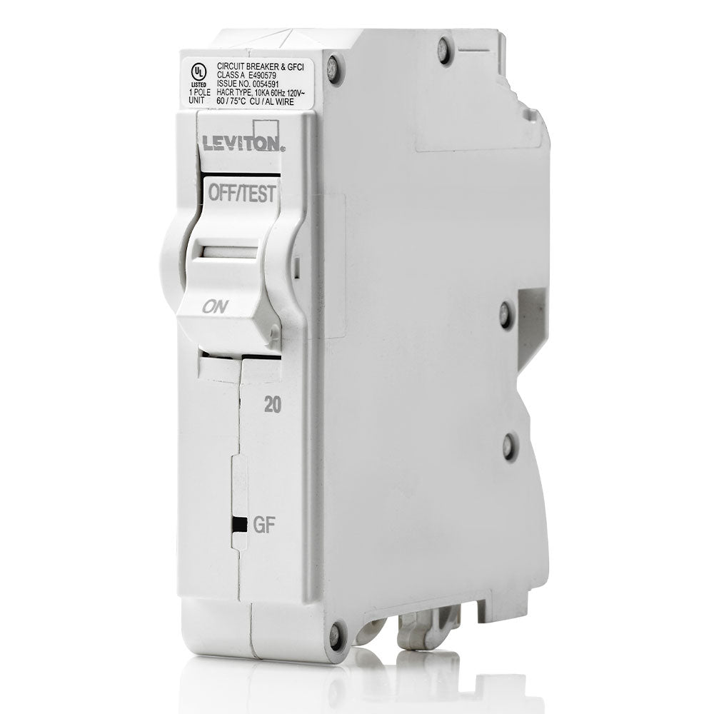 Leviton LB120-GF | 20A 1-Pole GFCI Hydraulic Magnetic Branch Circuit Breaker