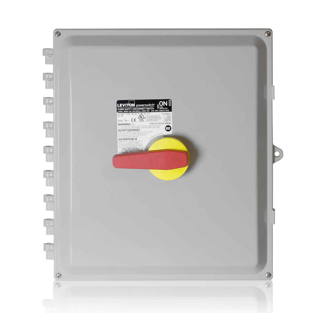 Leviton LDS10-FAX | 100 Amp Fused PowerSwitch Disconnect Switch, 600 Volt, Non-Metallic Enclosure