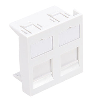 Leviton LI145-2W2 | French-Style Wallplate Insert, 45mm x 45mm, Flat, 2-Port, White