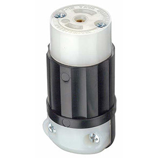 Leviton ML2-C | 15 Amp, 125 Volt, NEMA ML2R, 2P, 3W, Locking Connector,Industrial Grade, Grounding, MiniLock - BLACK-WHITE