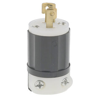 Leviton ML2-P | 15 Amp, 125 Volt, NEMA ML2P, 2P, 3W, Locking Plug,Industrial Grade, Grounding, MiniLock - BLACK-WHITE