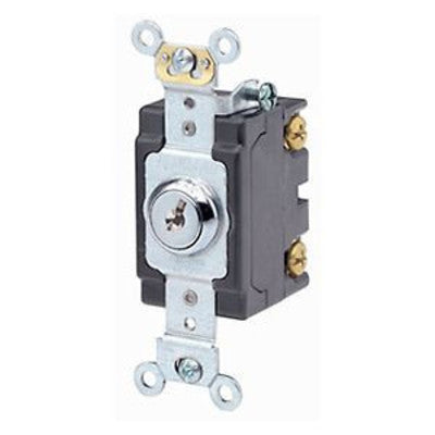 Leviton 1221-2KL | 20 Amp, 120/277 Volt, Key Locking Single-Pole AC Quiet Switch, Extra Heavy Duty Spec Grade, Self Grounding, Back & Side Wired