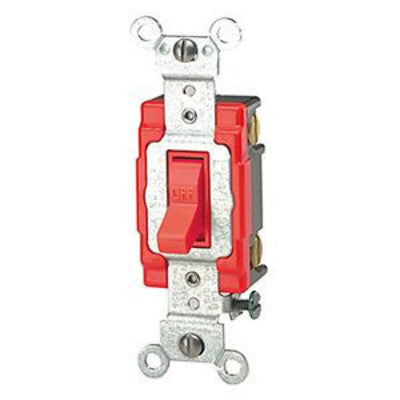 Leviton 1221-2R Toggle Single-pole Ac Quiet Switch, Extra Heavy Duty Spec Grade, Self Grounding - Red