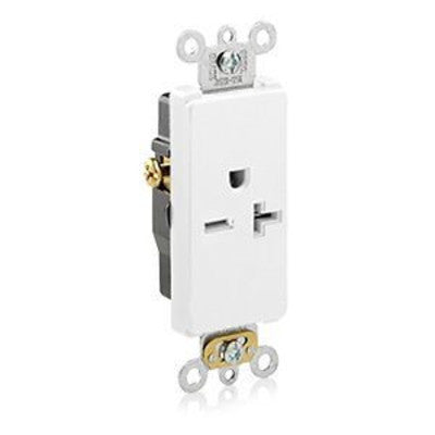Leviton 16441-W | Decora Plus Single Receptacle Outlet, Commercial Specification Grade, Smooth Face, Self-Grounding - White