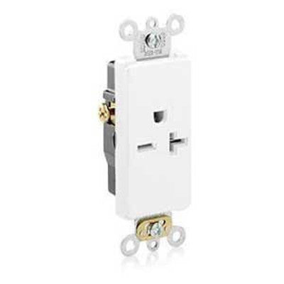 Leviton 16451-W | Decora Plus Single Receptacle Outlet, Commercial Specification Grade, Smooth Face, Self-Grounding - White
