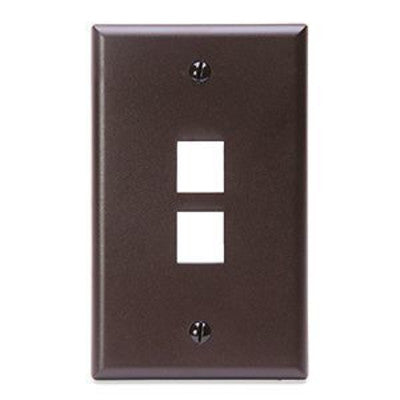 Leviton 41080-2BP | Single-Gang QuickPort Wallplate, 2-Port, Brown
