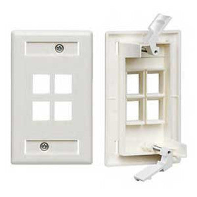 Leviton 42090-4WS | QuickPlate Tempo Single-Gang Wallplate with ID Windows, 4-Port, White