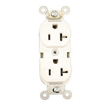 Leviton 5362-SW | Duplex Receptacle Outlet, Heavy-Duty Industrial Specification Grade, Smooth Face, Self-Grounding - White