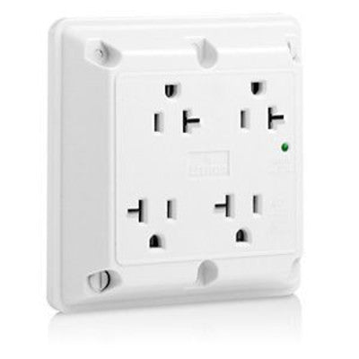 Leviton 5490-W | 4-in-1 Surge Protective Quadruplex Receptacle Outlet, Heavy-Duty Industrial Specification Grade, 3-Wire - White