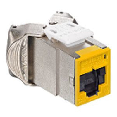 Leviton 6ASJK-SY6 | Atlas-X1 Cat 6A Shielded QuickPort Jack with Shutters, Component-Rated, Yellow