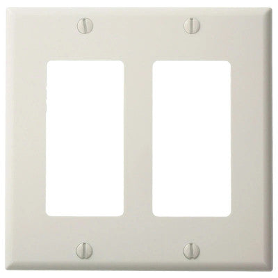 Leviton 80409-NW | 2-Gang Decora/GFCI Device Decora Wallplate/Faceplate, Standard Size, Thermoplastic Nylon, Device Mount, White