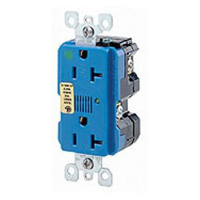 Leviton 8380-B | Decora Plus Surge Protective Duplex Receptacle Outlet, Heavy-Duty Hospital Grade, Self-Grounding - Blue