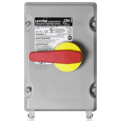 Leviton LDS30-FAX | 30 Amp Fused PowerSwitch Disconnect Switch,600 Volt, Non-Metallic Enclosure