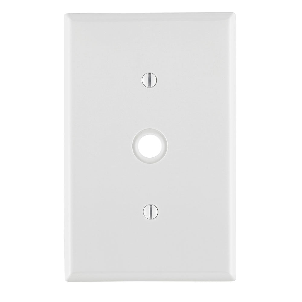 Leviton PJ11-W | 1-Gang .406 Inch Hole Device Telephone/Cable Wallplate, Midway Size, Thermoplastic Nylon, Strap Mount, White
