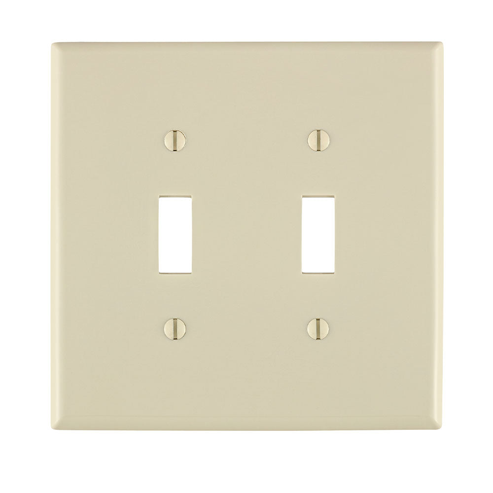Leviton PJ2-T | 2-Gang Midway Size Nylon Wallplate, 2-Toggle, Light Almond