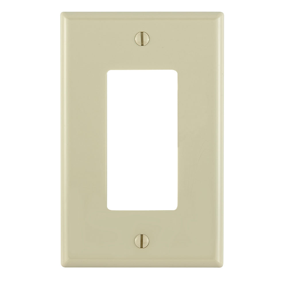 Leviton PJ26-I | 1-Gang Decora/GFCI Device Decora Wallplate, Midway Size, Thermoplastic Nylon, Device Mount, - Ivory