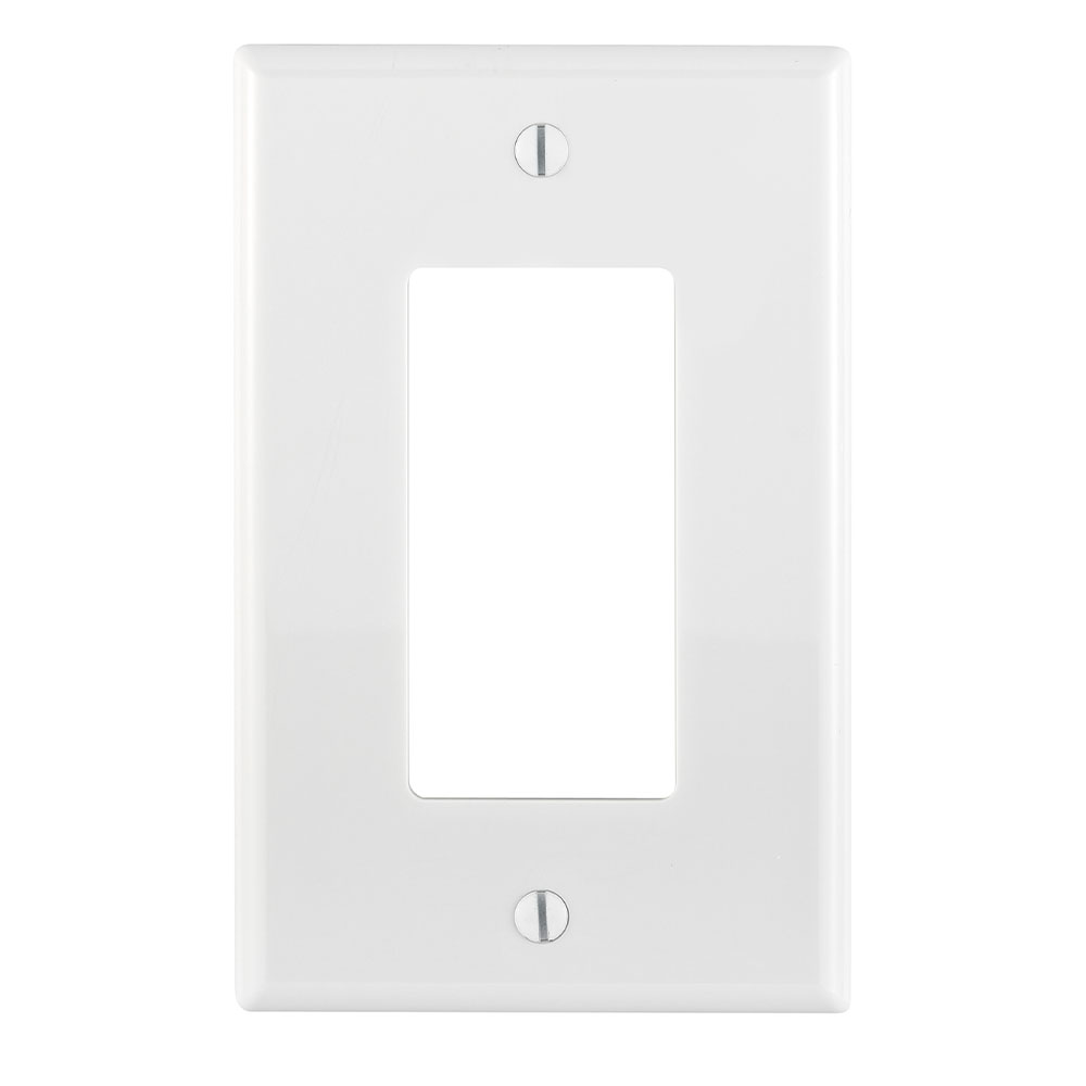 Leviton PJ26-W | 1-Gang Decora/GFCI Device Decora Wallplate, Midway Size, Thermoplastic Nylon, Device Mount, - White