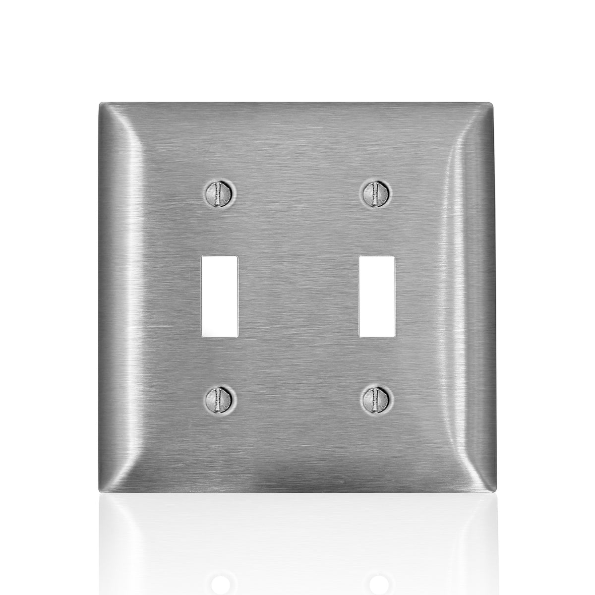 Leviton SS2-40 | 2-Gang Non-Magnetic Stainless Steel 2 Toggle Switch Wallplate, Standard Size C-Series