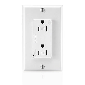 Leviton T5280-W | Decora Plus Surge Protective Duplex Receptacle Outlet, Commercial Specification Grade, Tamper-Resistant, Self-Grounding - White