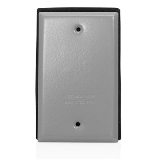 Leviton WM1B-GY | Single Gang Die-Cast Weatherproof Blank Cover, Includes Weatherproof Gasket and Mounting Screws - GRAY