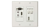 Liberty AV DL-1H1V1U-WP-W | Two Gang HDBaseT 2.0 HDMI / VGA and USB 2.0 transmitter wall plate