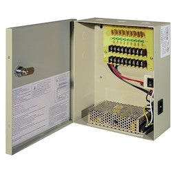 Liberty Security L12DC9C10AMC | 12 Volt DC, 9 Channel 10 AMP, UL/CUL Listed Power Supply - PTC Fused - Metal Case with Key/Lock