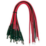 Liberty Security L12DCCRD10PK | 12 Volt DC, 12” Bare Lead Adapter for DC Cameras (Male) - PACK OF 10 Package