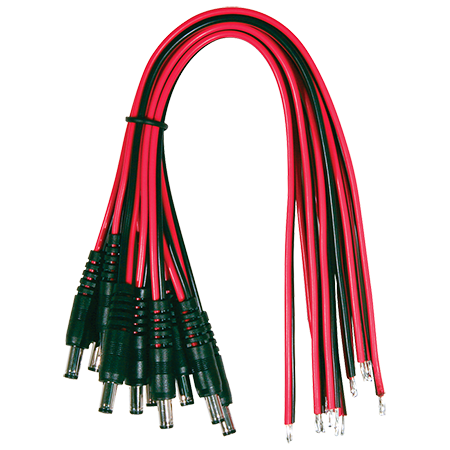 Liberty Security L12DCCRD10PK | 12 Volt DC, 12” Bare Lead Adapter for DC Cameras (Male) - PACK OF 10 Package