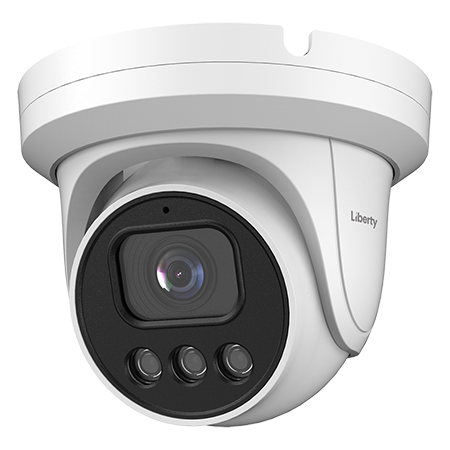 Liberty Security L3IP4TS | 4MP IP Turret Camera, 2.8mm, 100’ IR, True WDR, AI, Onvif, IP66, Built-in Mic, SD - White