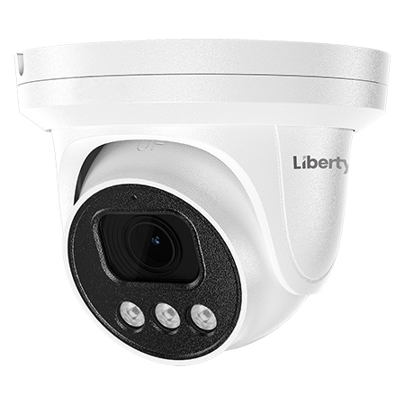 Liberty Security LA5TFC100 | 5MP @ 20FPS Full Color White Light Outdoor Turret Camera, 2.8m, 100’ White LED, True WDR, UTC, 12 Volt DC - White
