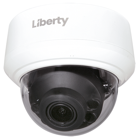 Liberty Security LA5VFDIR100IN | 5MP @ 20FPS Varifocal Indoor Dome Camera, Auto Focus 2.7~13.5mm, 100’ IR, True WDR, UTC, 12VDC/24VAC - White